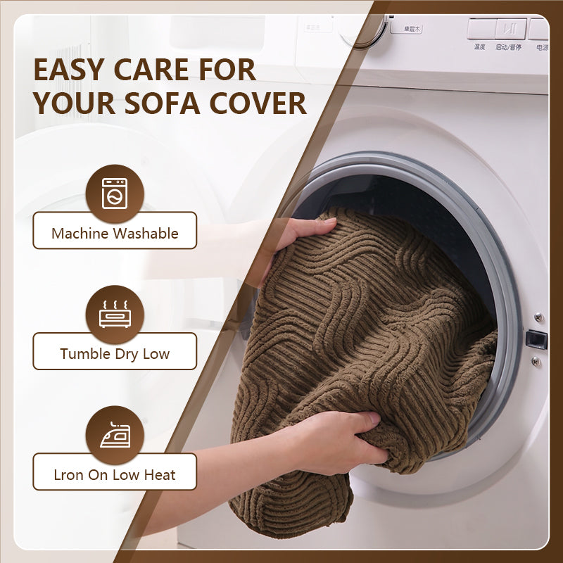 OHSIO 250GSM Jacquard Fleece Non-Slip Sofa Cover - easy installation