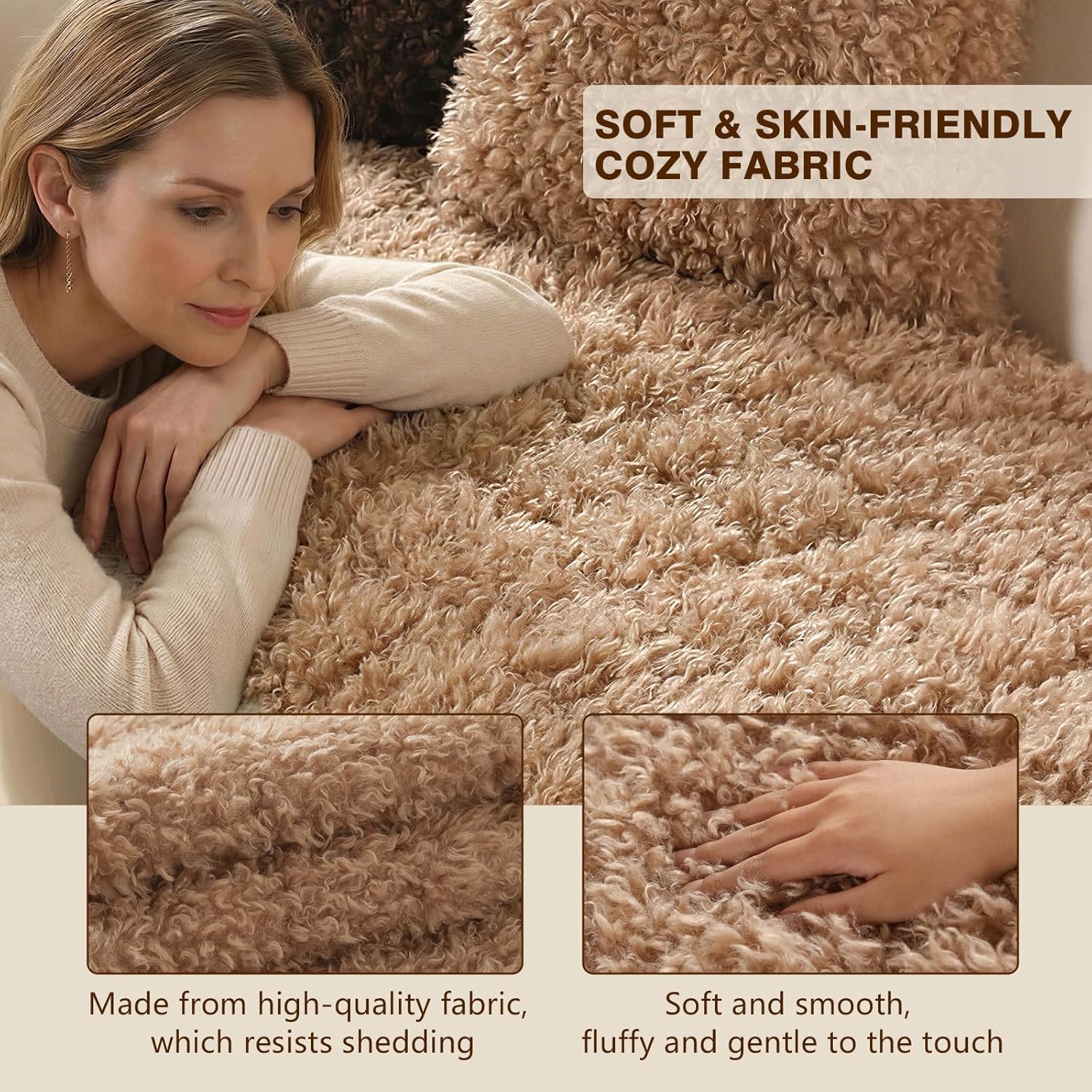 OHSIO Teddy Fleece Non-Slip Pet Couch Cover by OHSIO