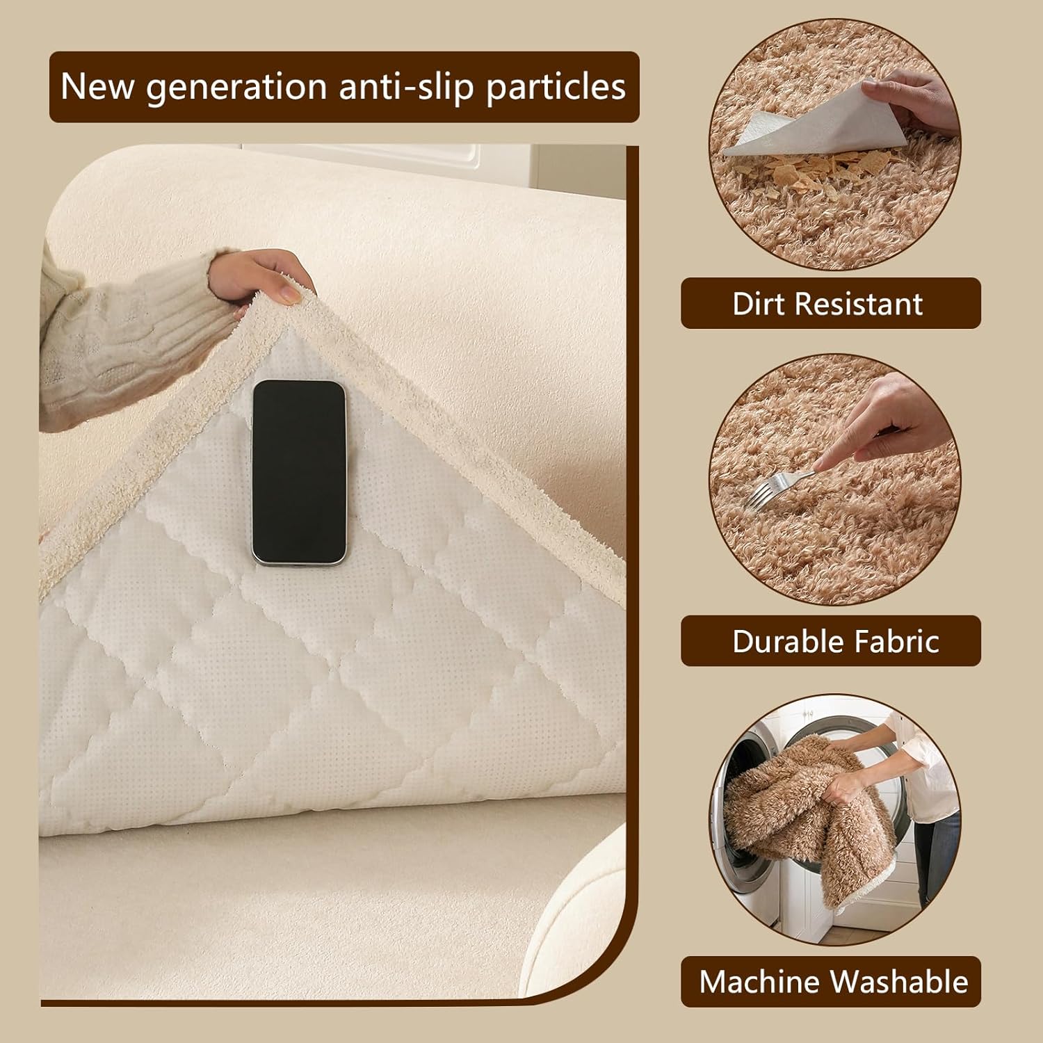 OHSIO Teddy Fleece Non-Slip Pet Couch Cover - pet-friendly furniture protection