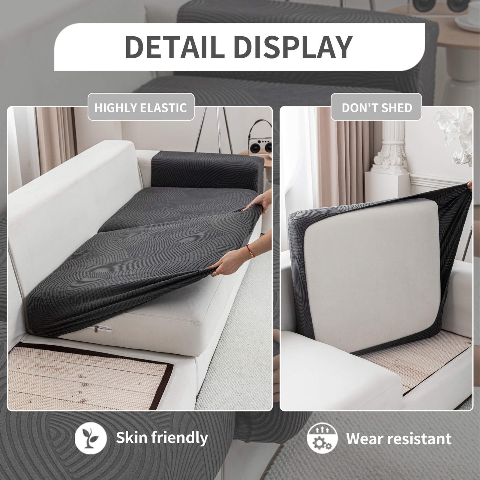 Thick Fleece Modular Sofa Cushion Cover - Pet Friendly Washable Slipcover - pet-friendly furniture protection