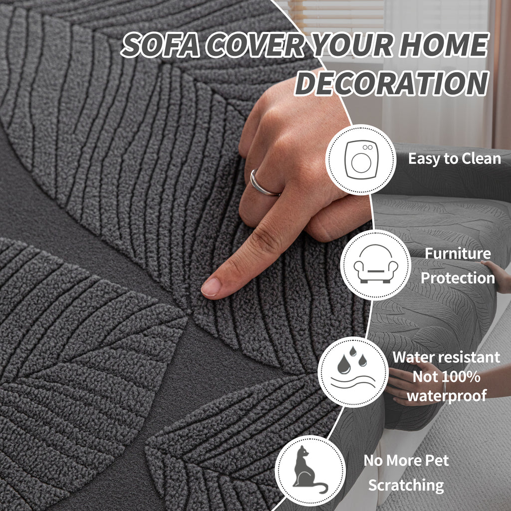OHSIO Couch Covers for Sectional Sofa, Washable Stretch Soft Sofa Cushion Covers L Shape Sofa Slipcovers Anti Slip Furniture Decor Protector for Pets