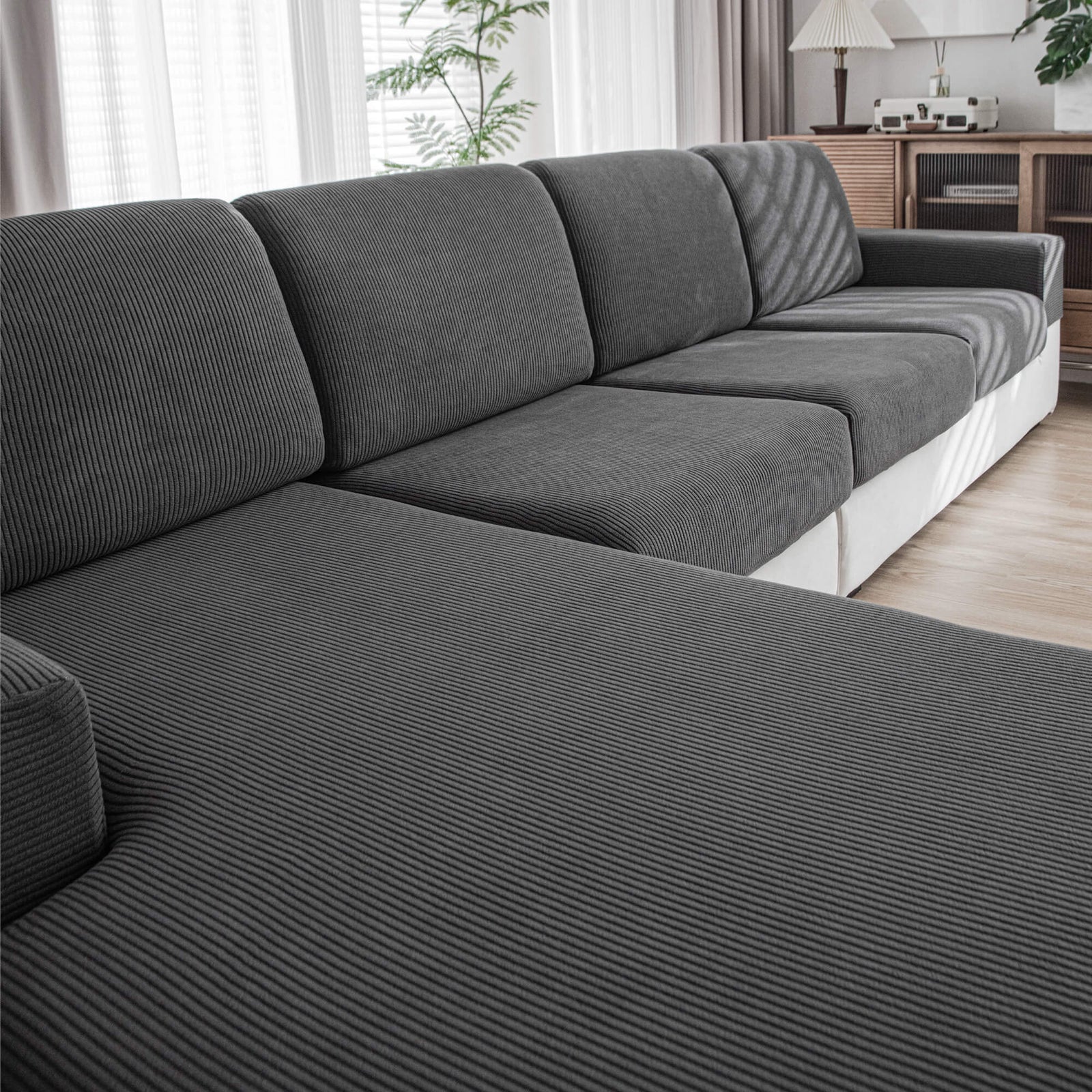 OHSIO Water-Resistant Stretch Modular Cushion Cover - cushion cover lifestyle view