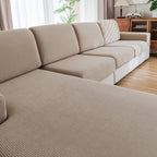 OHSIO Couch Cushion Covers, Comfort Soft Magic Sofa Covers Washable Stretch Resistant Slipcovers for Sectional and L Shaped Seats Furniture Protectors for Pets