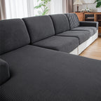 OHSIO Couch Cushion Covers, Comfort Soft Magic Sofa Covers Washable Stretch Resistant Slipcovers for Sectional and L Shaped Seats Furniture Protectors for Pets
