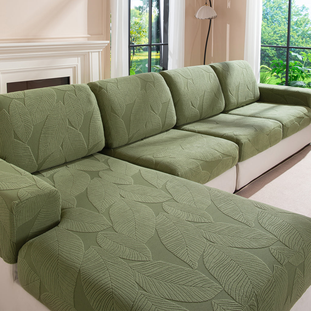 OHSIO Couch Covers for Sectional Sofa, Washable Stretch Soft Sofa Cushion Covers L Shape Sofa Slipcovers Anti Slip Furniture Decor Protector for Pets