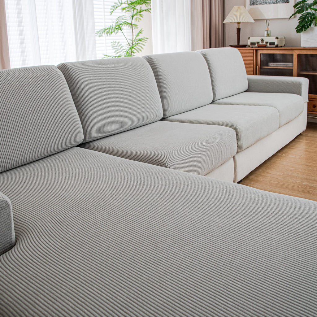 OHSIO Couch Cushion Covers, Comfort Soft Magic Sofa Covers Washable Stretch Resistant Slipcovers for Sectional and L Shaped Seats Furniture Protectors for Pets