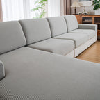 OHSIO Couch Cushion Covers, Comfort Soft Magic Sofa Covers Washable Stretch Resistant Slipcovers for Sectional and L Shaped Seats Furniture Protectors for Pets