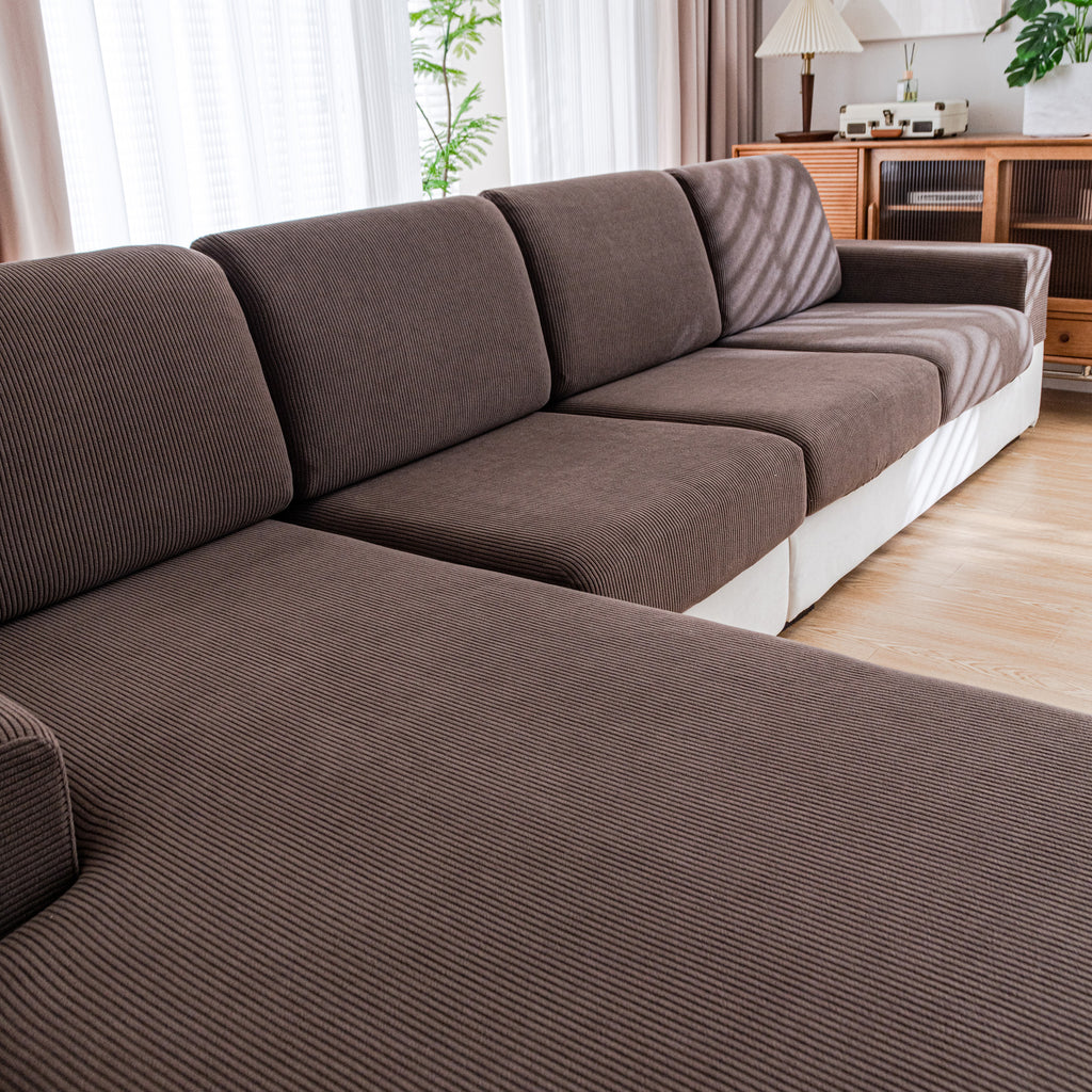 OHSIO Couch Cushion Covers, Comfort Soft Magic Sofa Covers Washable Stretch Resistant Slipcovers for Sectional and L Shaped Seats Furniture Protectors for Pets