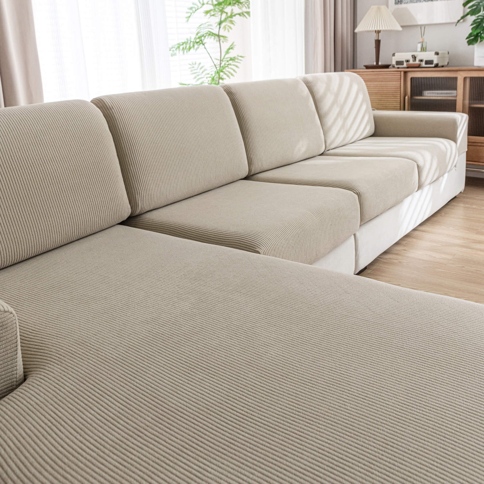 OHSIO Water-Resistant Stretch Modular Cushion Cover - size and measurement guide