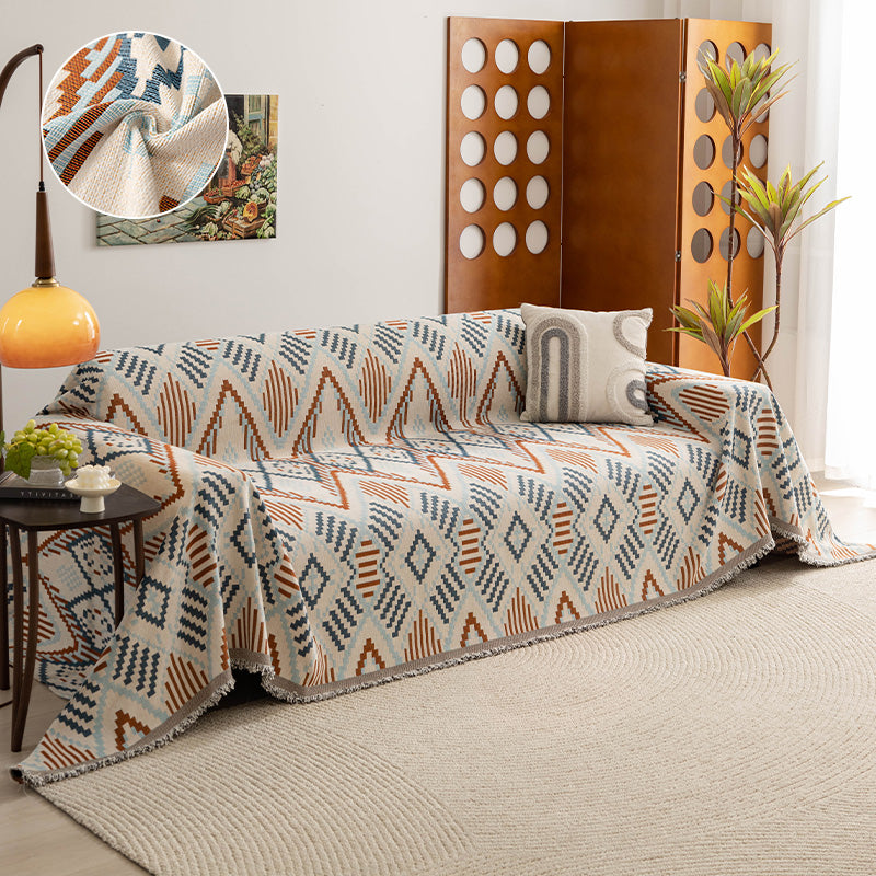OHSIO Sucre Geometric Chenille Sofa Throw Cover – Washable Non-Slip Couch Protector