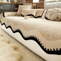 OHSIO Scalloped Chenille Sofa Cover – Washable Non-Slip Cushion Throw