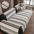 OHSIO 320GSM Wood-Grain Chenille Sofa Cover - 27.56 x 27.56 in, Boho Coffee Striped sofa cover