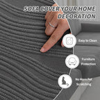 导OHSIO Couch Cushion Covers, Super Stretch Washable Sofa Slipcovers for L Shaped & Modular Seats, Pet-Friendly Furniture Protector with Stripe Design