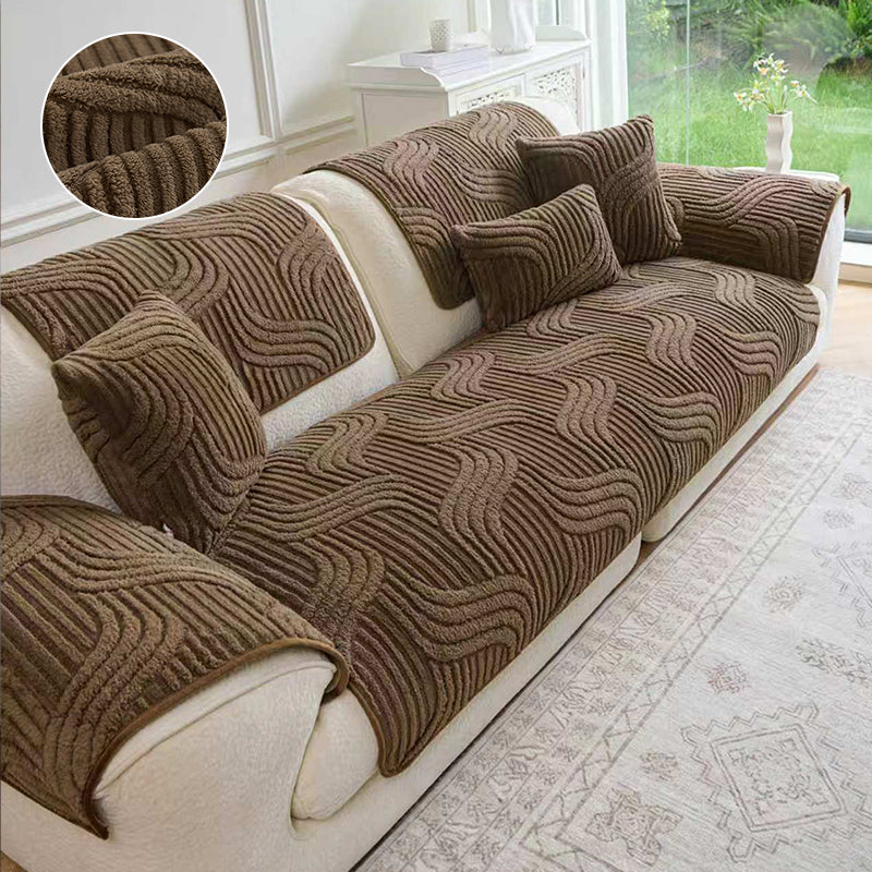 OHSIO Soft Plush Jacquard Fox-Tail Style Non-Slip Pet Sofa Cover