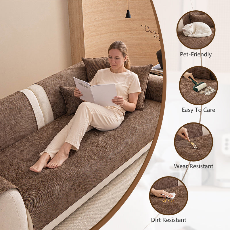 OHSIO 230GSM Chenille Non-Slip Pet Sofa Cover - cushion cover lifestyle view