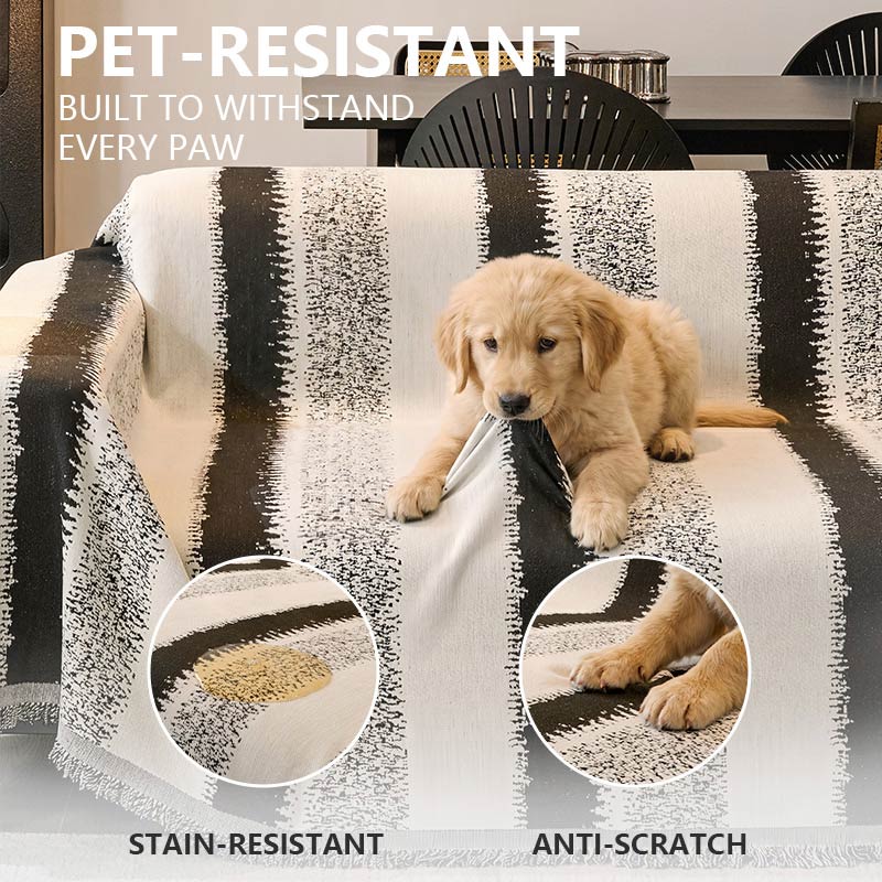 OHSIO Striped Sofa Throw Cover – Washable Pet Couch Protector
