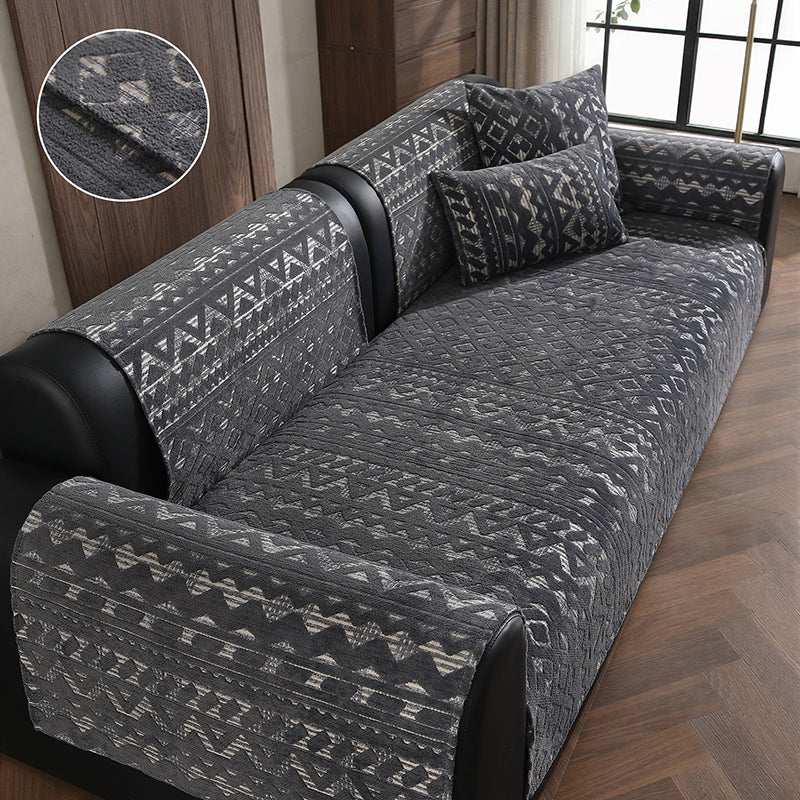 OHSIO Geometric Textured Chenille Non-Slip Pet Sofa Cover