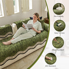 OHSIO Irregular-Shaped Teal Chenille Non-Slip Pet Sofa Cover