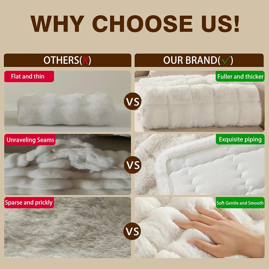 OHSIO Couch Cover for Pets Plush, Non Slip Cozy Sofa Cover Pet Friendly, Soft Thick Fuzzy Sofa Slipcovers for 3 Cushions Washable Couch Sofa Funiture Protector