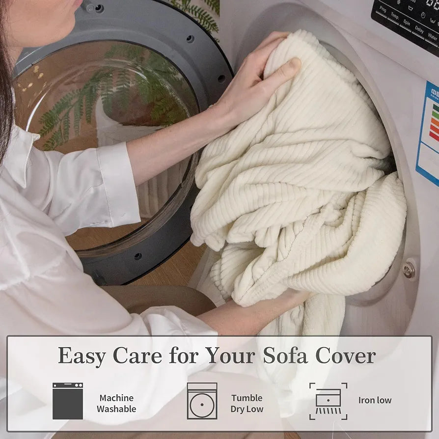 OHSIO Sectional Couch Covers, Wear Resistant Stretch Sofa Covers Washable Soft Couch Cushion Covers Anti Slip Furniture Protector Sofa Slipcovers for Pets 