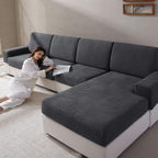 Thick Fleece Modular Sofa Cushion Cover - Pet Friendly Washable Slipcover - stretch fabric and texture detail