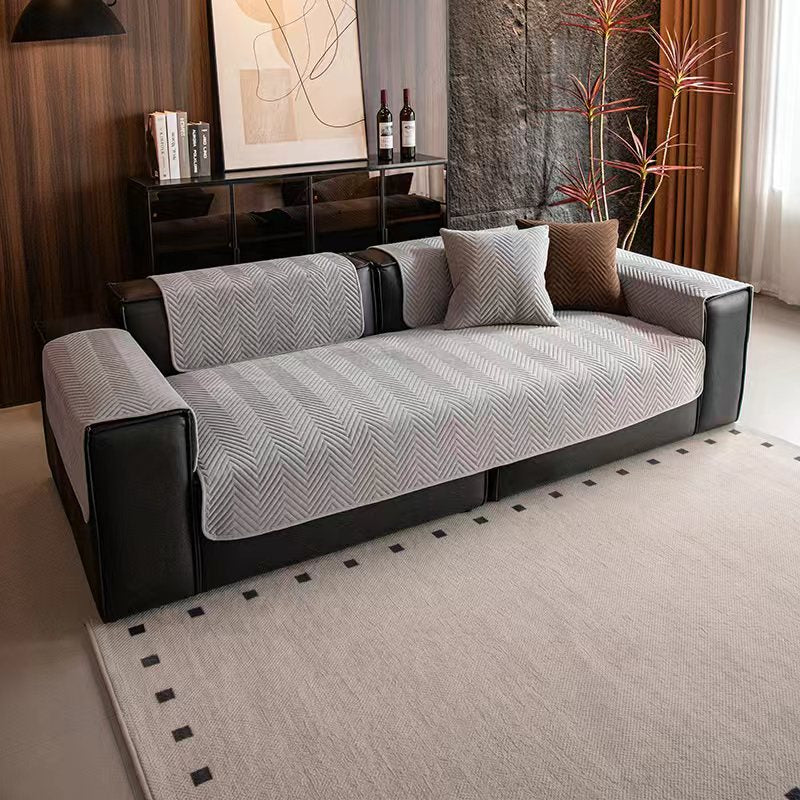 OHSIO Herringbone Recycled Fleece Sofa Cover - 27.56 x 27.56 in, Light Gray sofa cover