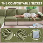 OHSIO Leaf-Texture Stretch Sectional Cushion Cover - machine-washable care