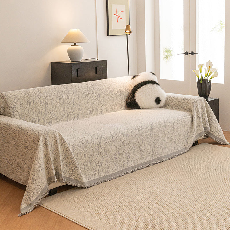 OHSIO Liujin Plush Jacquard Sofa Throw Cover – Non-Slip Washable Couch Protector