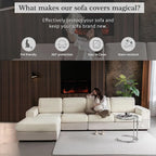 OHSIO Sectional Couch Covers, Wear Resistant Stretch Sofa Covers Washable Soft Couch Cushion Covers Anti Slip Furniture Protector Sofa Slipcovers for Pets 