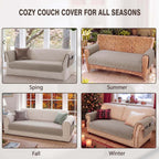 OHSIO Quilted Cotton-Linen Sofa Seat & Armrest Covers with Pockets