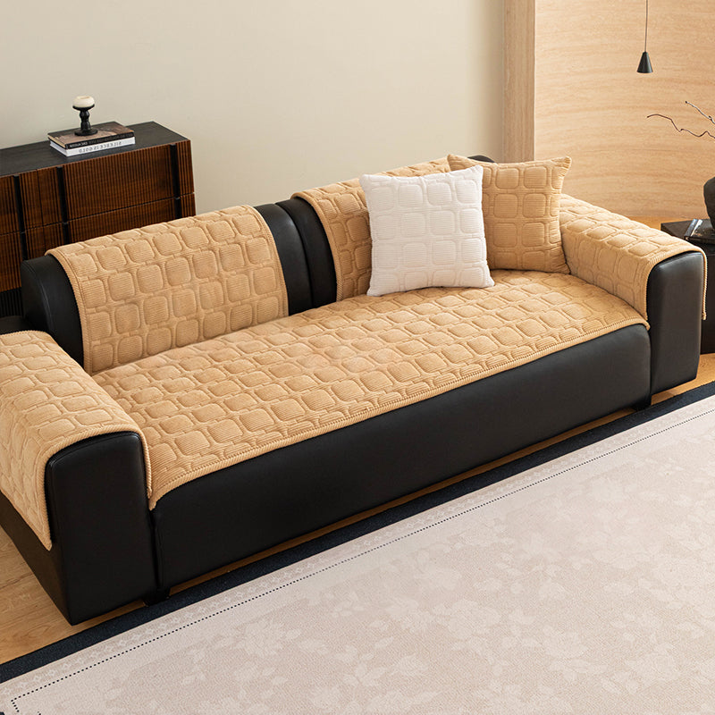 OHSIO Corduroy Plaid Non-Slip Pet Sofa Cover - easy installation