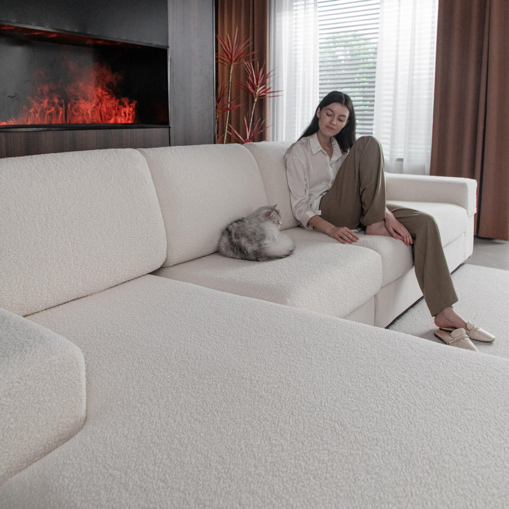OHSIO Stretch Polar Fleece Sectional Cushion Covers - easy installation