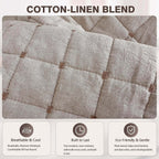 OHSIO Quilted Cotton-Linen Sofa Seat & Armrest Covers with Pockets