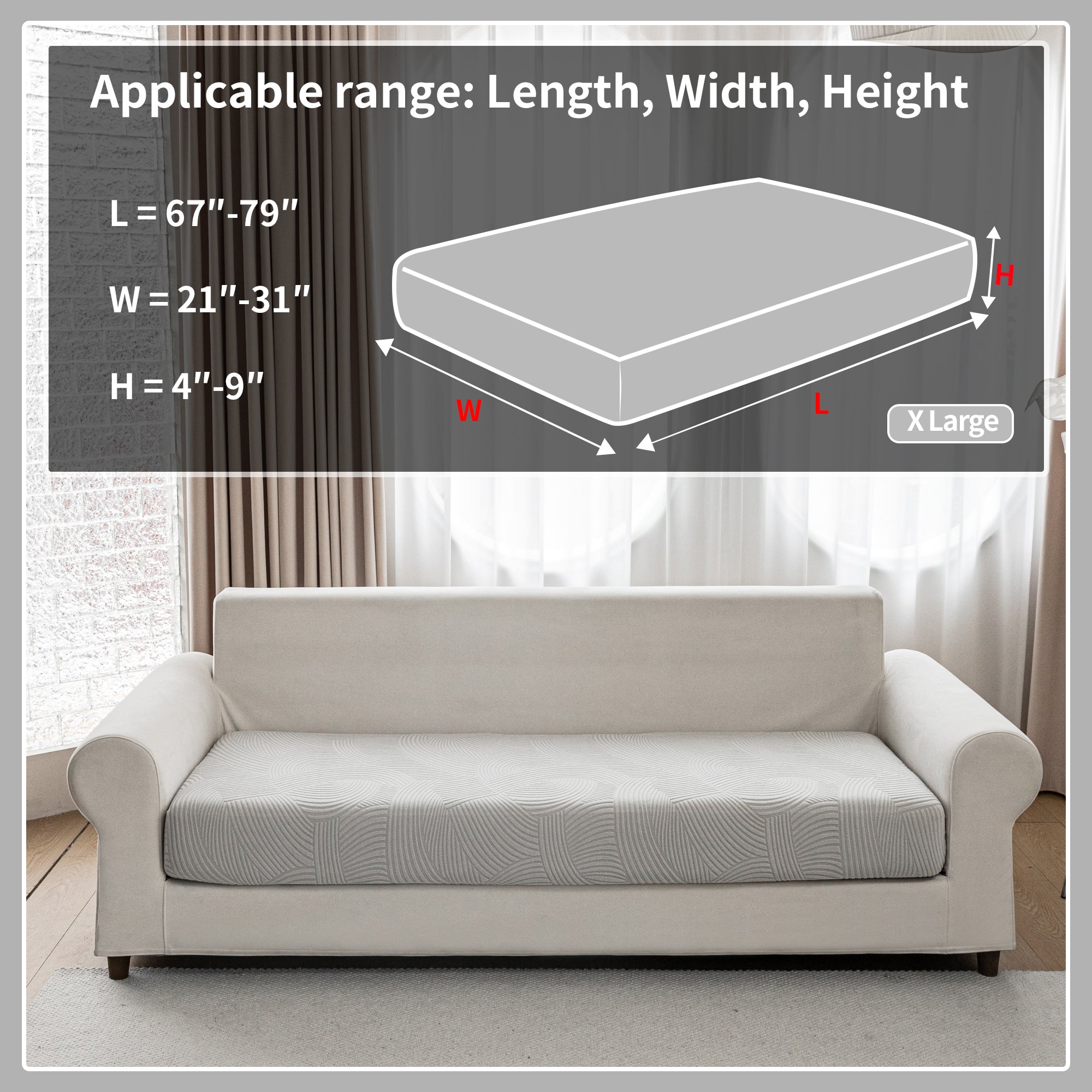 OHSIO Couch Cushion Covers for Sectional and L Shaped Sofa, Stretch Soft Sofa Covers Washable Wear Resistant Slipcovers Furniture Protector Pet-Friendly