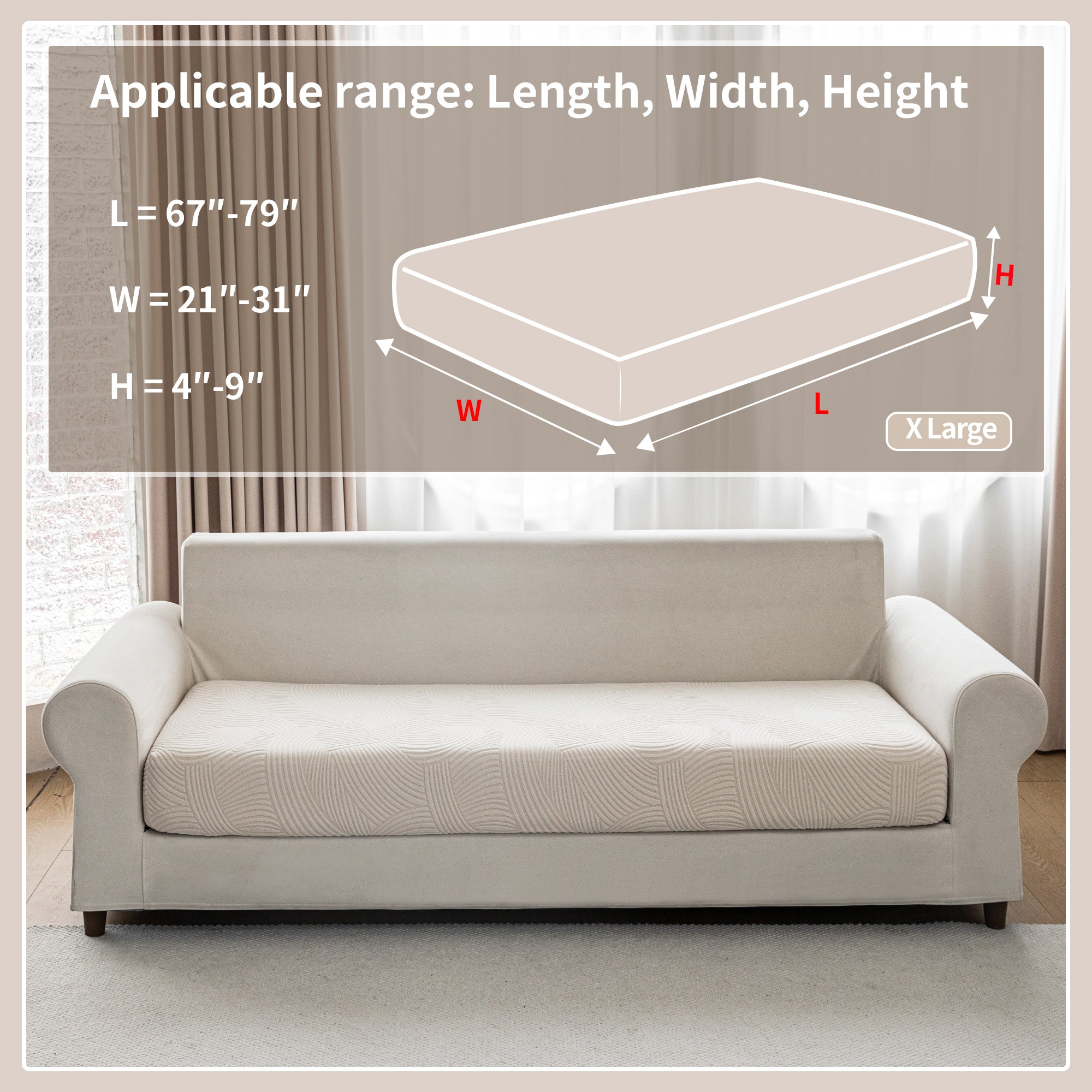 OHSIO Couch Cushion Covers for Sectional and L Shaped Sofa, Stretch Soft Sofa Covers Washable Wear Resistant Slipcovers Furniture Protector Pet-Friendly