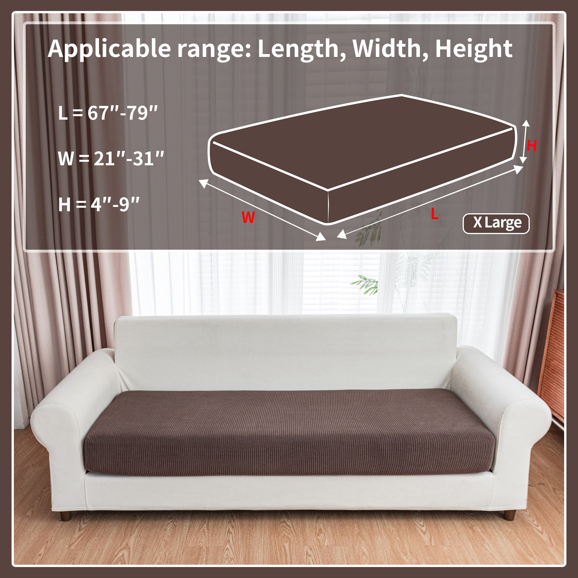 OHSIO Couch Cushion Covers, Comfort Soft Magic Sofa Covers Washable Stretch Resistant Slipcovers for Sectional and L Shaped Seats Furniture Protectors for Pets