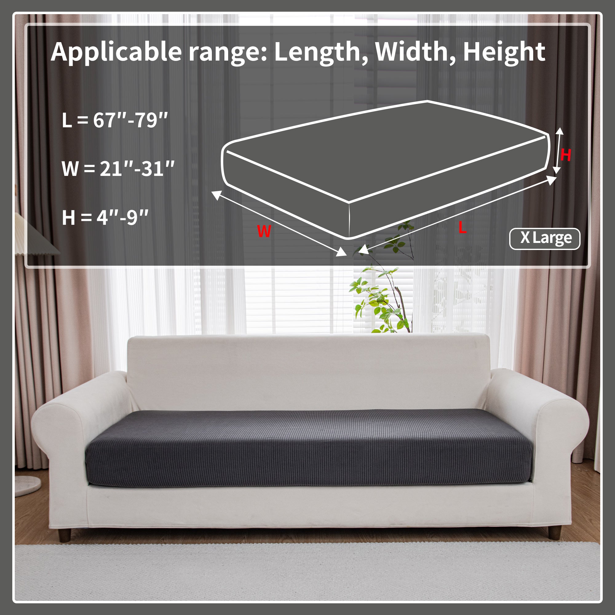 OHSIO Couch Cushion Covers, Comfort Soft Magic Sofa Covers Washable Stretch Resistant Slipcovers for Sectional and L Shaped Seats Furniture Protectors for Pets