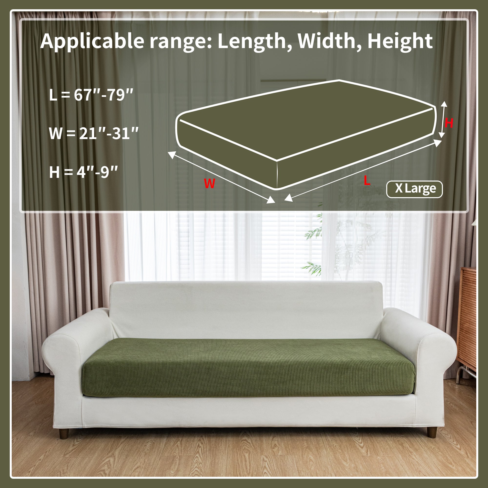 OHSIO Couch Cushion Covers, Comfort Soft Magic Sofa Covers Washable Stretch Resistant Slipcovers for Sectional and L Shaped Seats Furniture Protectors for Pets