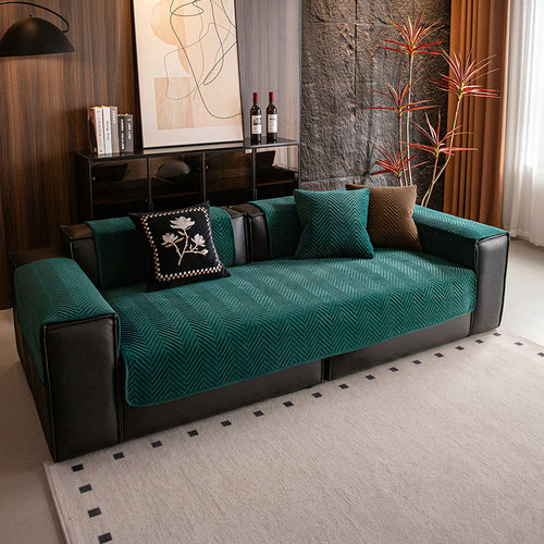 OHSI0 Ultrasonic Herringbone Non-Slip Stain-Resistant Recycled Fleece Sofa Cushion
