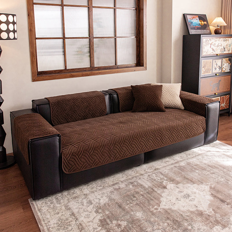 OHSIO Ultrasonic Wave Pattern Anti-Slip Stain Resistant Recycled Fleece Sofa Pad