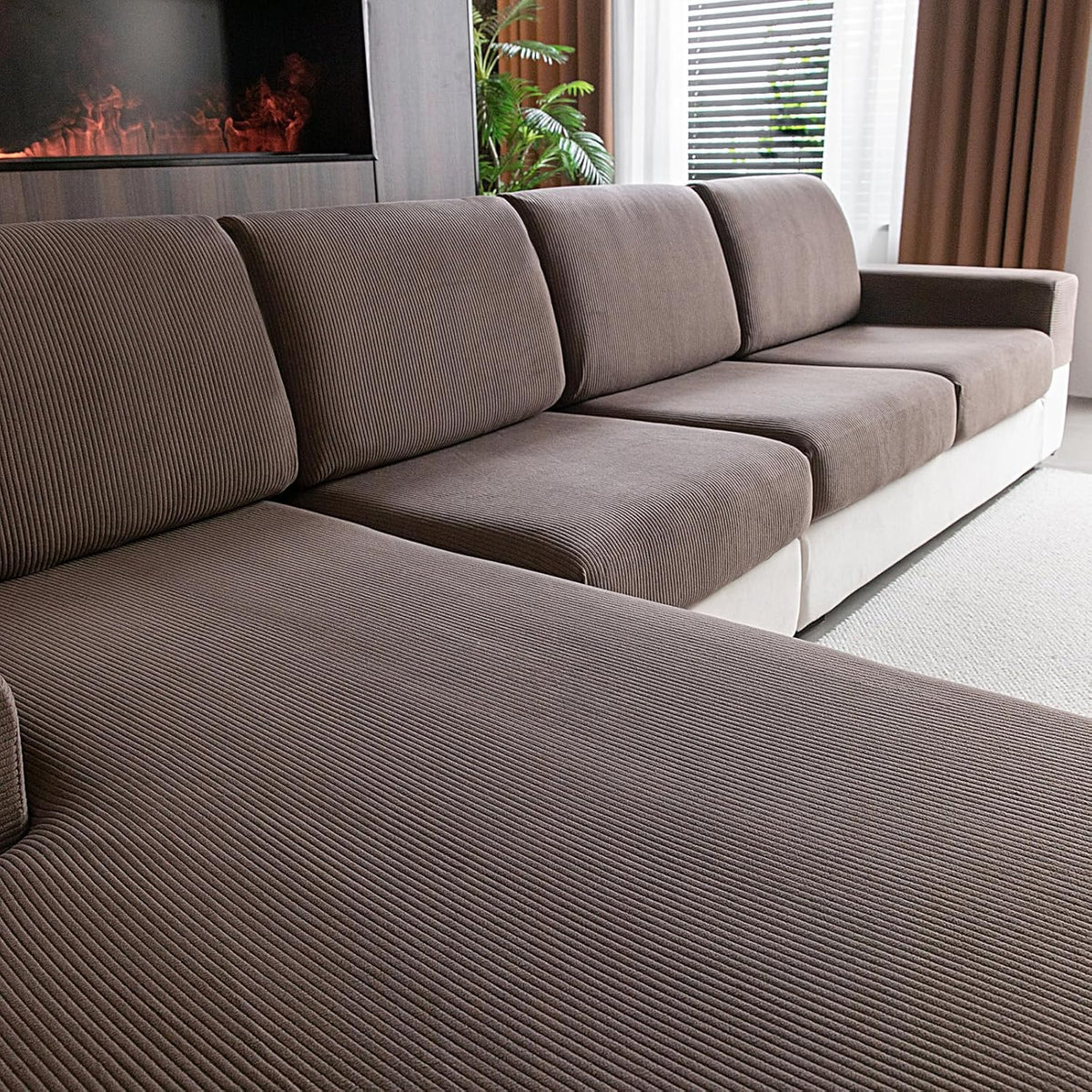 OHSIO Stretch Sectional Couch Cushion Covers - cushion cover lifestyle view