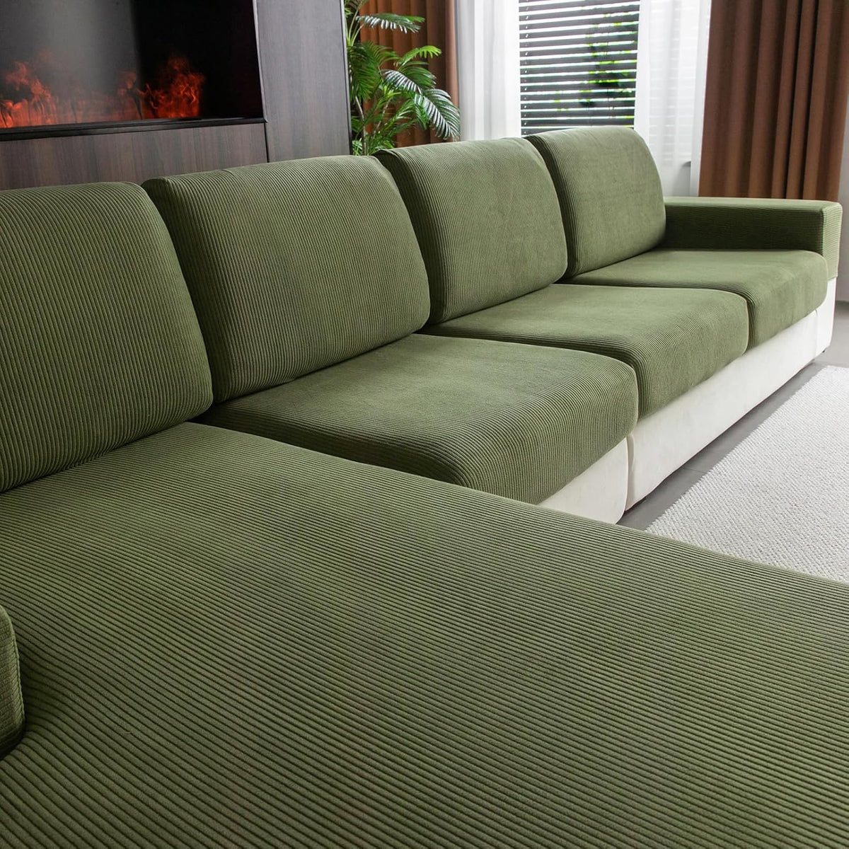 OHSIO Stretch Sectional Couch Cushion Covers - sofa fit and coverage