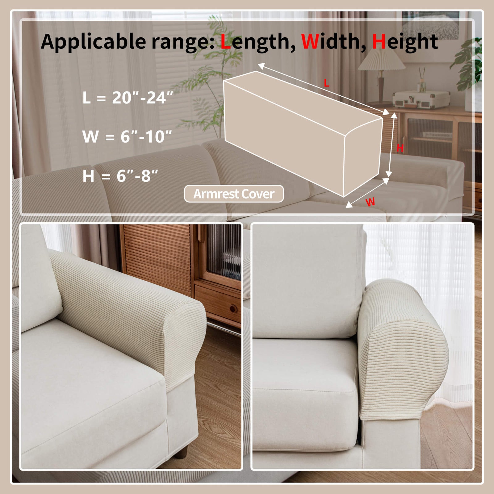 OHSIO SKU 777 SFL-777-QI-US-WT-FS Ivory / 1 Armrest Cover