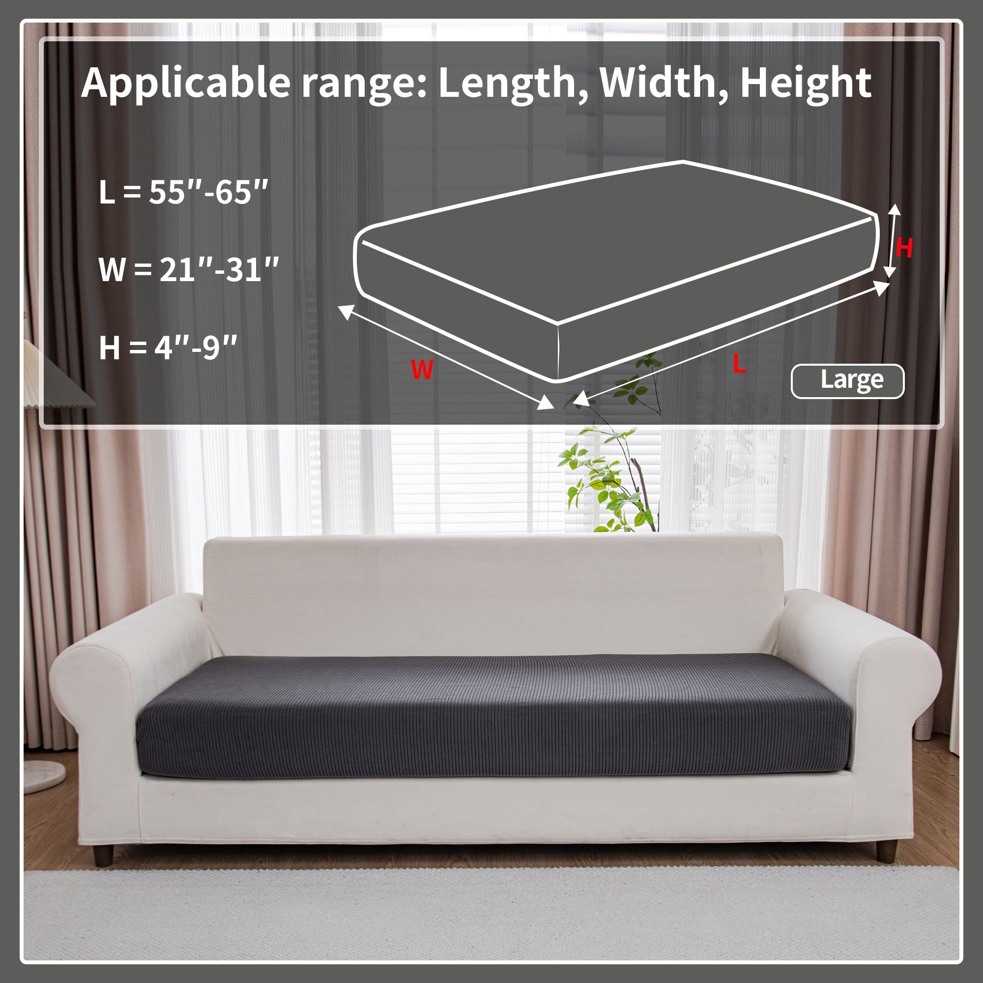 OHSIO Couch Cushion Covers, Comfort Soft Magic Sofa Covers Washable Stretch Resistant Slipcovers for Sectional and L Shaped Seats Furniture Protectors for Pets