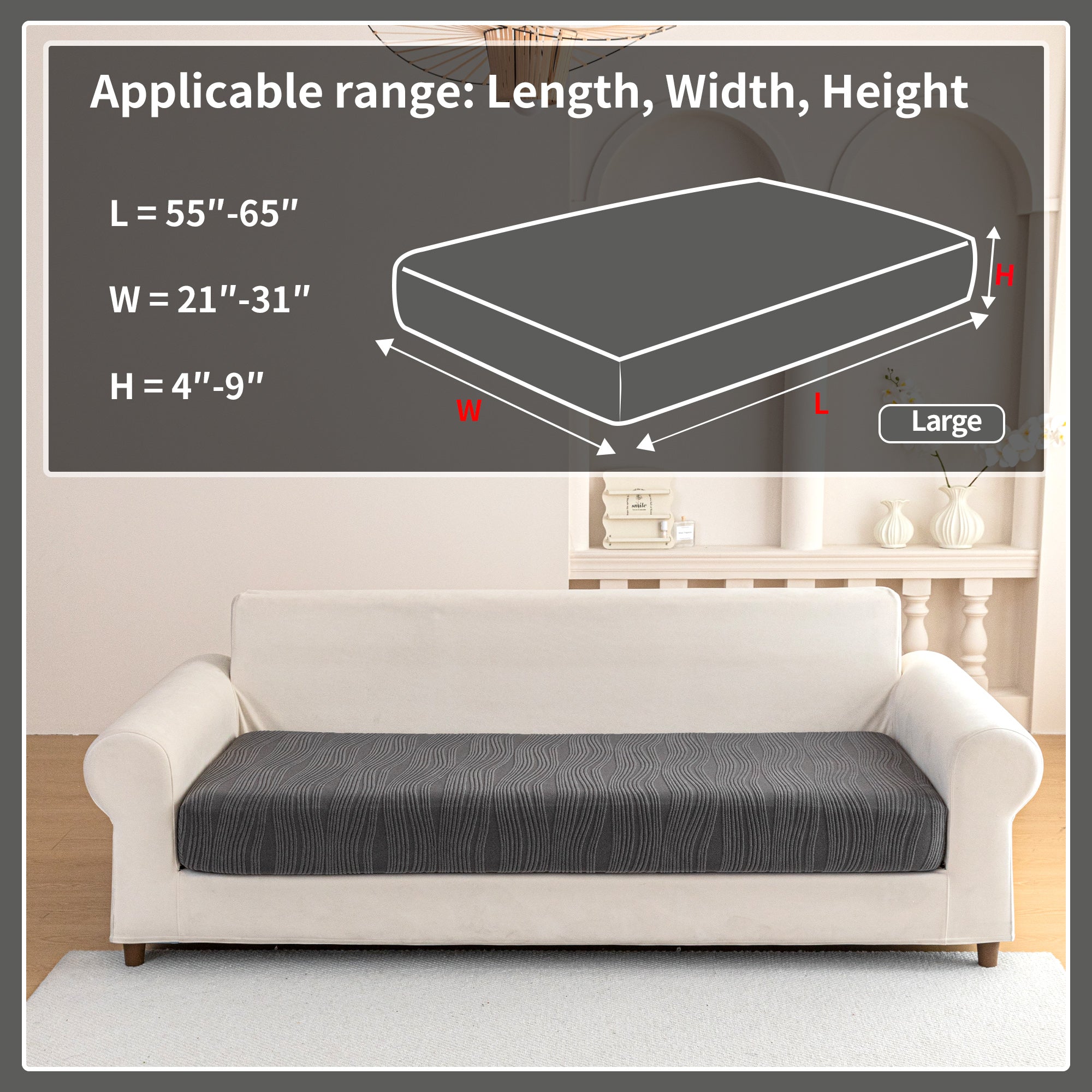 导OHSIO Couch Cushion Covers, Super Stretch Washable Sofa Slipcovers for L Shaped & Modular Seats, Pet-Friendly Furniture Protector with Stripe Design
