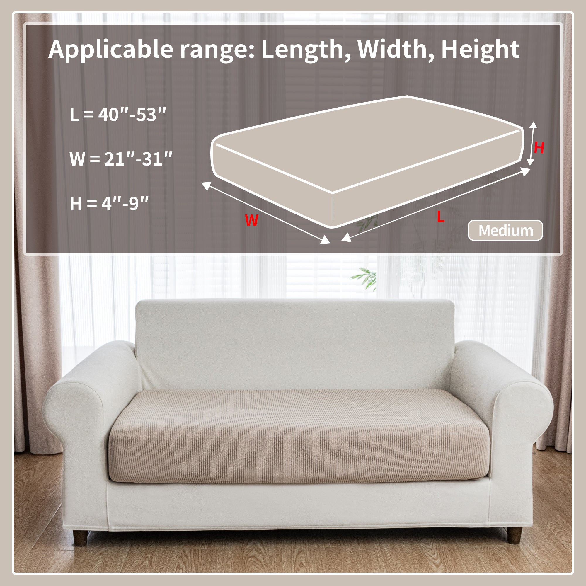 OHSIO Couch Cushion Covers, Comfort Soft Magic Sofa Covers Washable Stretch Resistant Slipcovers for Sectional and L Shaped Seats Furniture Protectors for Pets