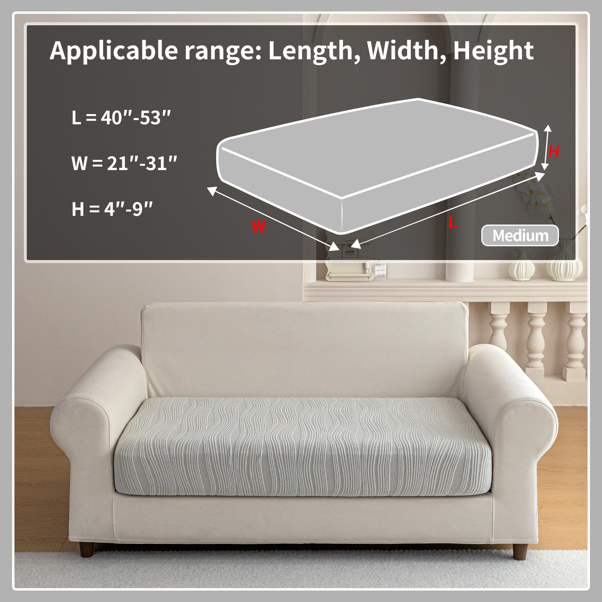 导OHSIO Couch Cushion Covers, Super Stretch Washable Sofa Slipcovers for L Shaped & Modular Seats, Pet-Friendly Furniture Protector with Stripe Design