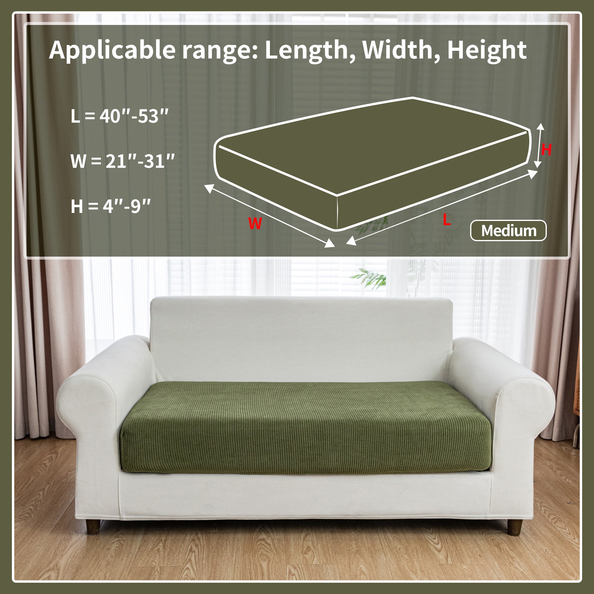 OHSIO Couch Cushion Covers, Comfort Soft Magic Sofa Covers Washable Stretch Resistant Slipcovers for Sectional and L Shaped Seats Furniture Protectors for Pets