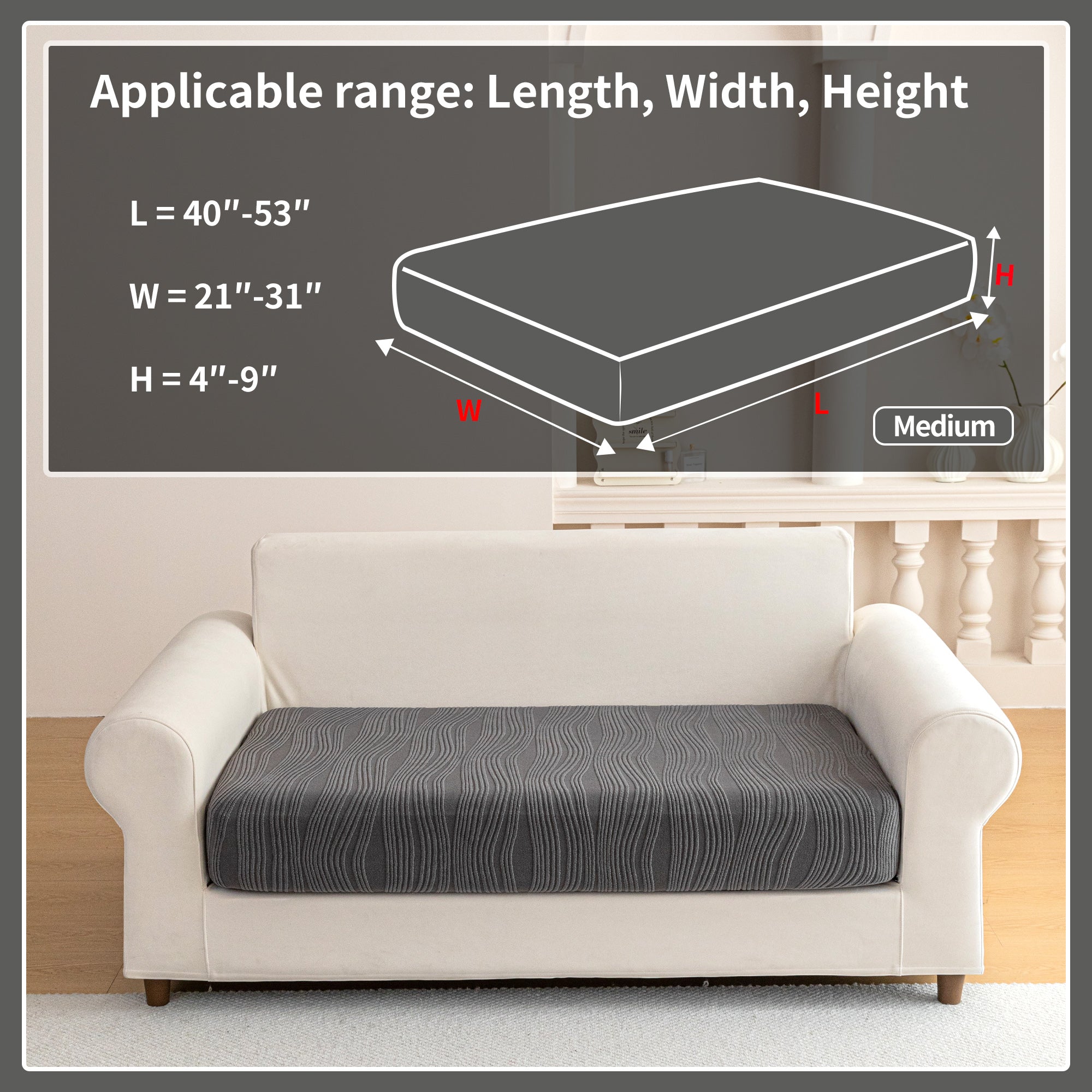 导OHSIO Couch Cushion Covers, Super Stretch Washable Sofa Slipcovers for L Shaped & Modular Seats, Pet-Friendly Furniture Protector with Stripe Design