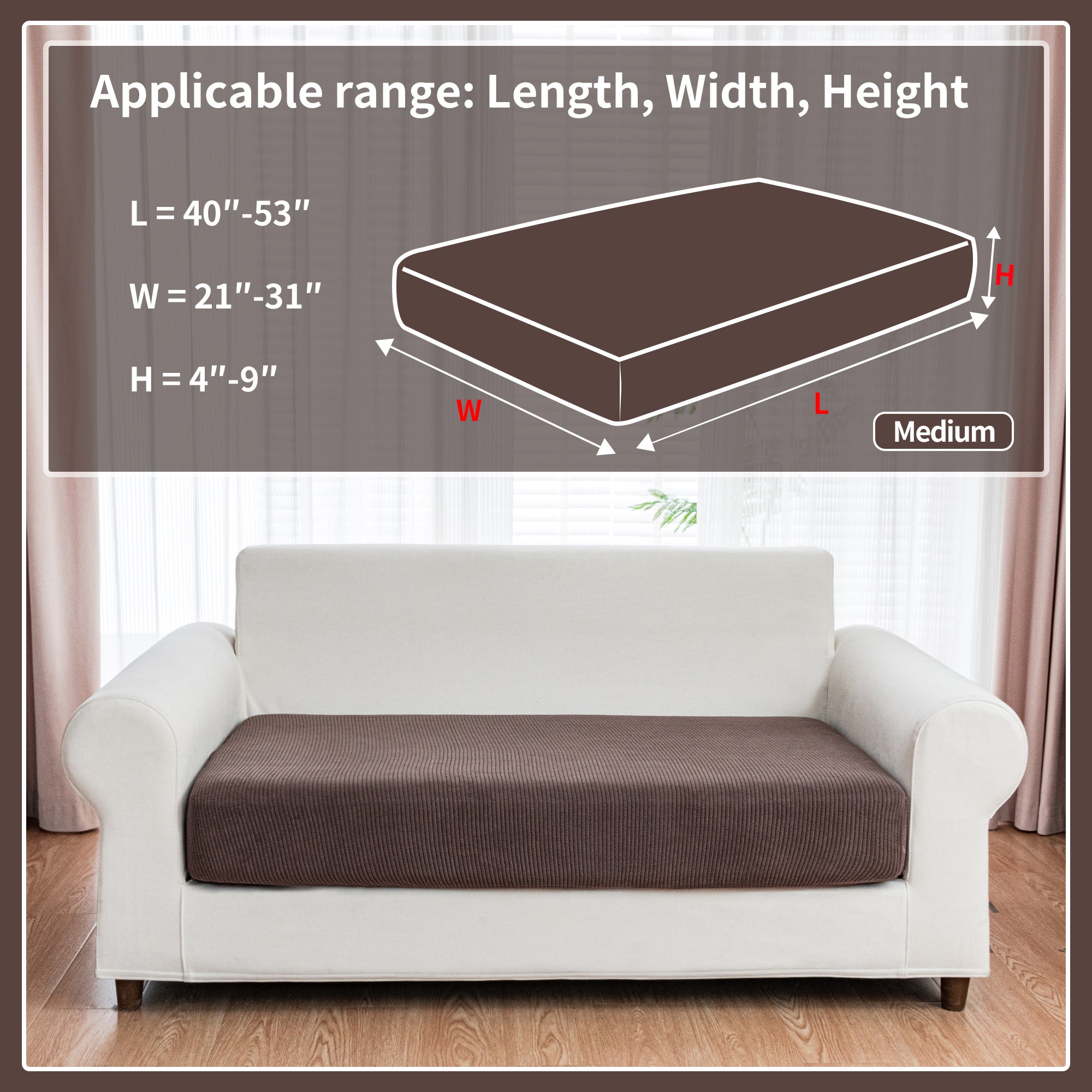 OHSIO Couch Cushion Covers, Comfort Soft Magic Sofa Covers Washable Stretch Resistant Slipcovers for Sectional and L Shaped Seats Furniture Protectors for Pets